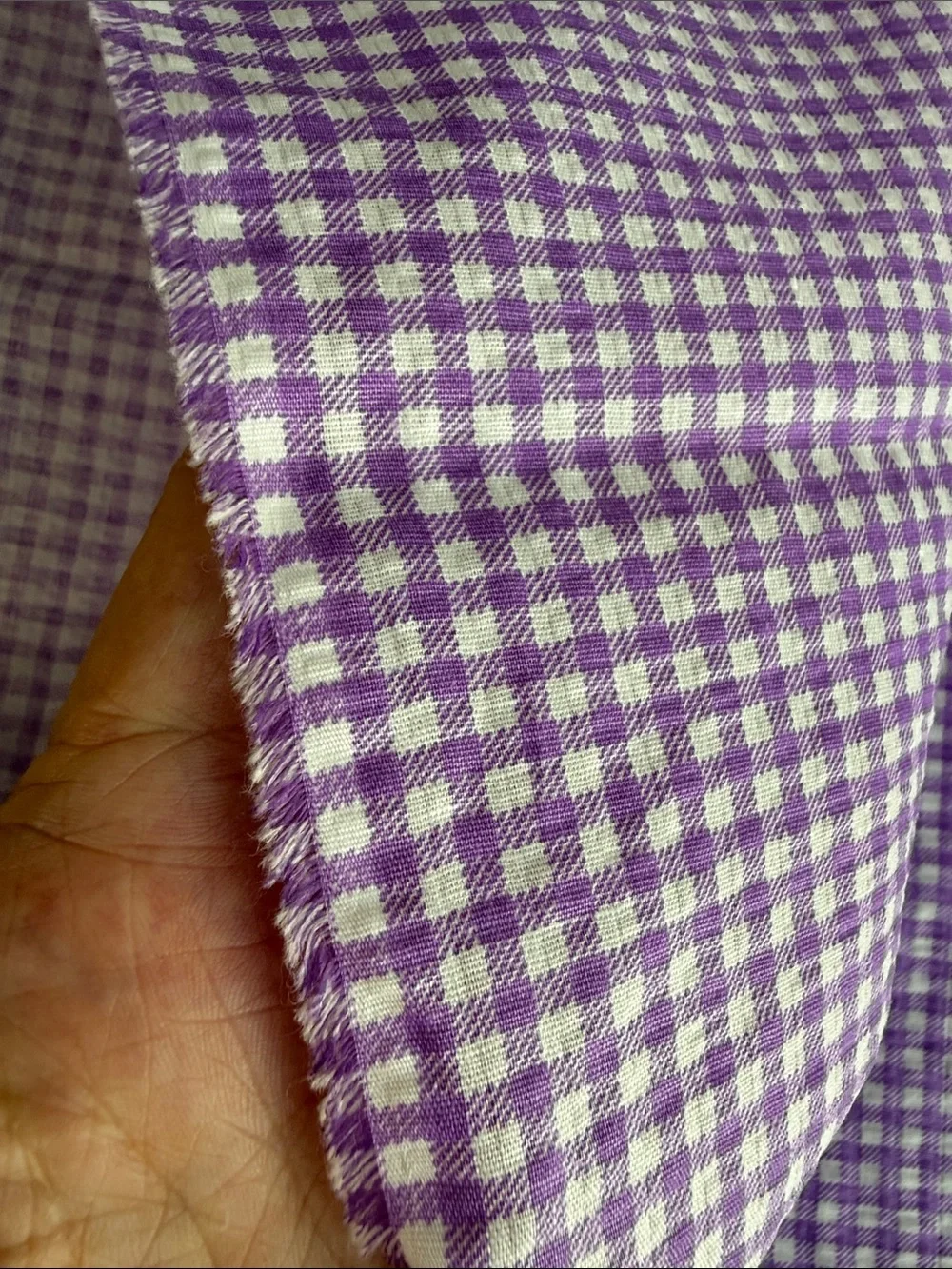Vintage 1970s Tandem Textile Lavender Gingham Fabric Woven Check 2 Yds x 44
